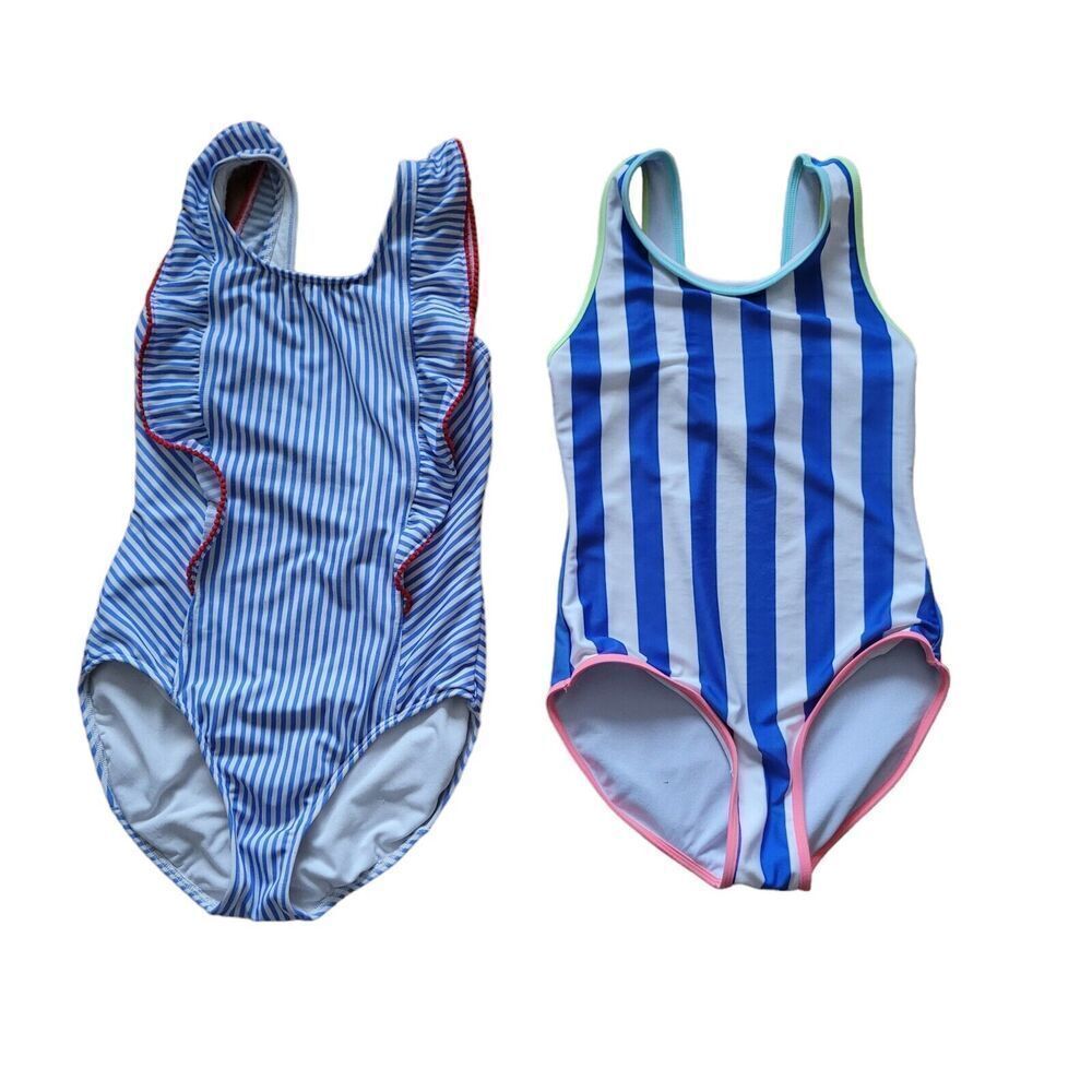 Cat & Jack Swimsuit Bundle Ruffle One Piece Striped One Piece Girl Sz XL 2 Total